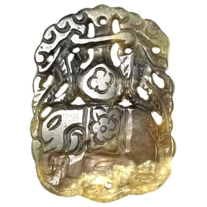 HSIU JADE ELEPHANT CARRY TREE 45X60MM MULTI PENDANT